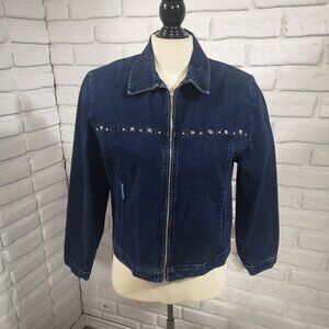 Simon Chang Denim Ladies Size 8 Medium Wash Made in Canada Full Zip Jacket